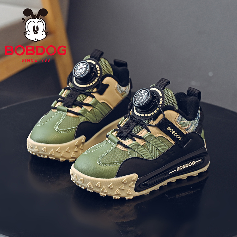 巴布豆童鞋男童运动鞋2025新款秋冬加绒二棉鞋男孩跑步鞋儿童鞋子