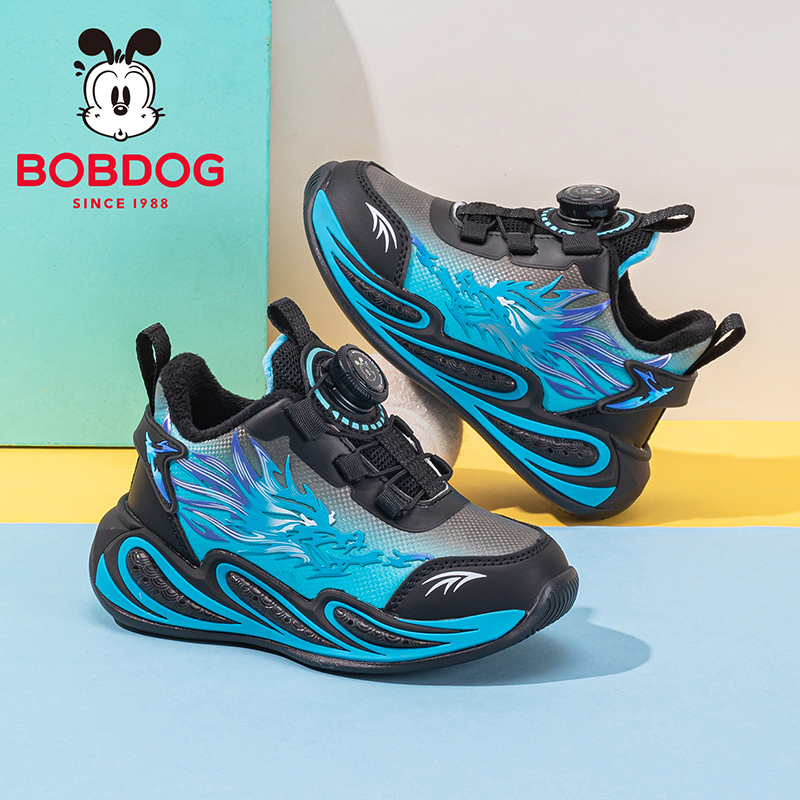 巴布豆童鞋男童加绒鞋2025新款秋冬男孩保暖二棉鞋加厚儿童运动鞋