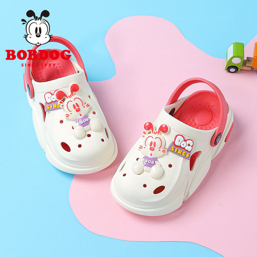 巴布豆童鞋女童拖鞋2025夏季新款女孩防滑包头洞洞鞋软底儿童凉鞋