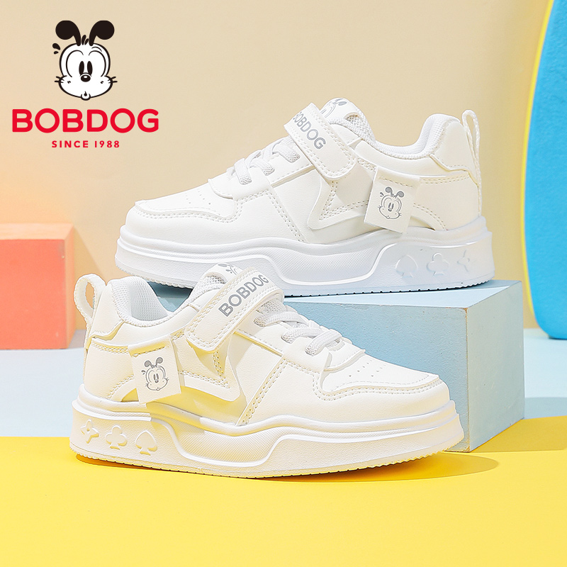 巴布豆童儿童小白鞋2025新款秋季男童款白色演出鞋休闲鞋男童板鞋