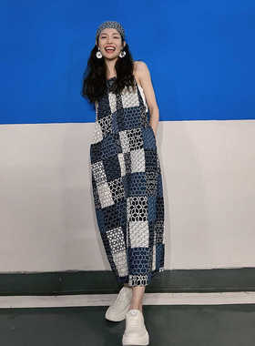 钟楚曦同款小众设计感女神范高级感撞色连衣裙女夏季宽松小个子裙