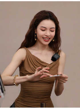 钟楚曦同款别致设计感纽结不对称针织连衣裙夏高级感修身裙包臀裙