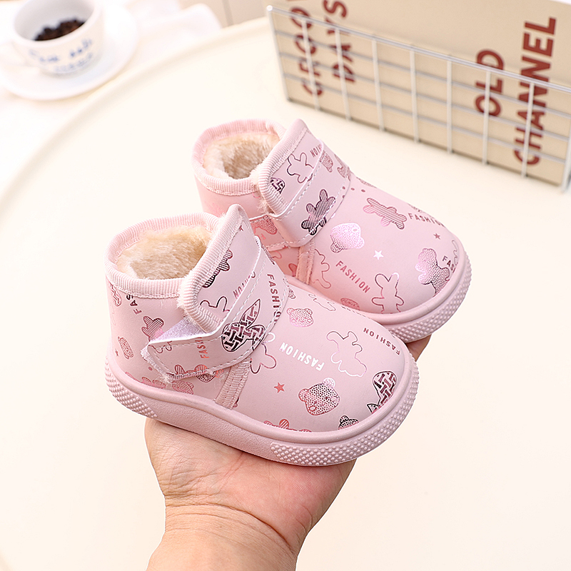 冬季新款宝宝棉鞋0-1-2岁3男女婴幼儿加绒加厚棉鞋防滑保暖雪地靴