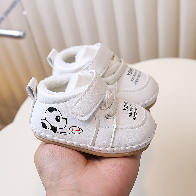 冬季加绒加厚婴儿防掉鞋0-1岁男女宝宝学步鞋卡通3-6-9个月初学者