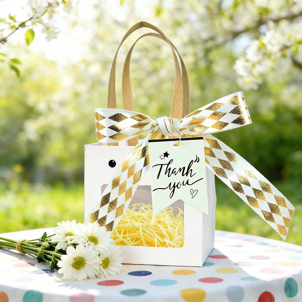 正方形伴手礼手提袋开窗礼品袋纸袋马克杯子润喉糖礼物袋包装盒