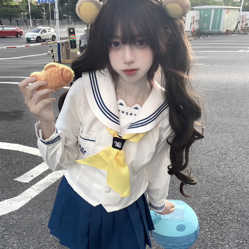【海屿喵】原创海军领水手服正版蓝三本收腰显瘦校供jk制服套装