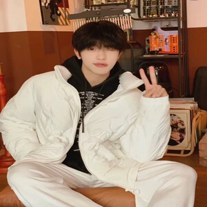 GXG男装22年冬款立领短款白色羽绒服男休闲情侣外套潮GD1111156I