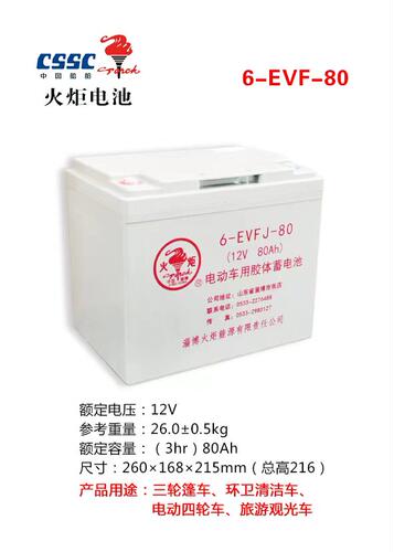 火炬蓄电池12V80AH环卫清洁车