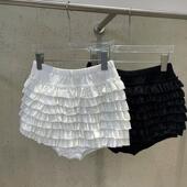 韩国东大门层层木耳边蛋糕裙裤 半身裙高腰褶皱蓬蓬裙花苞短裤 裙子