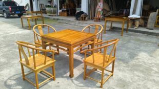 四川金丝楠木小叶桢楠八仙桌加厚原木实木餐桌四方饭桌榫卯结构