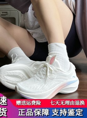 安踏叶子5跑步鞋女2024冬季新品轻质厚底轻便回弹休闲运动鞋女鞋