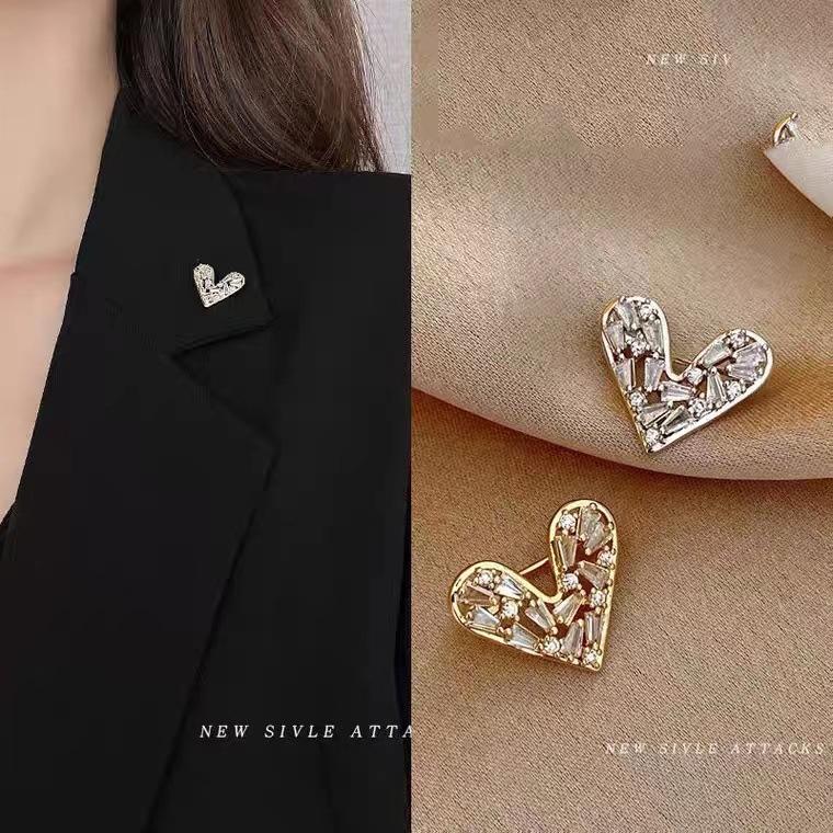 日系爱心胸针女ins潮网红个性别针领针防走光扣开衫气质西装配饰