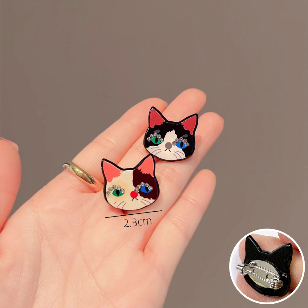 精致小巧猫咪胸针女秋冬新款毛衣别针配饰设计感镶钻大衣领口胸花