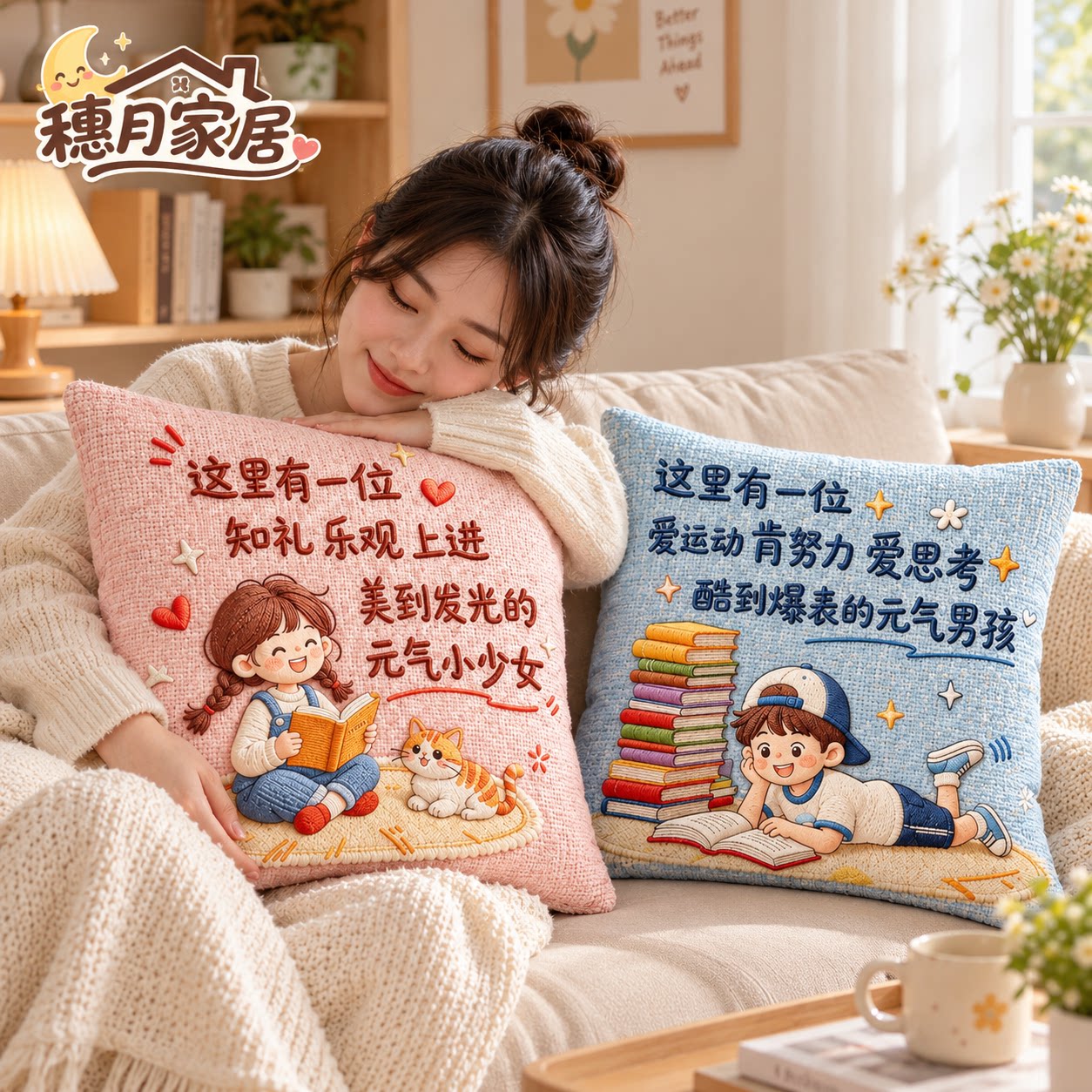 励志文字抱枕创意靠枕沙发靠垫正向积极鼓励儿子女儿学习桌椅靠背