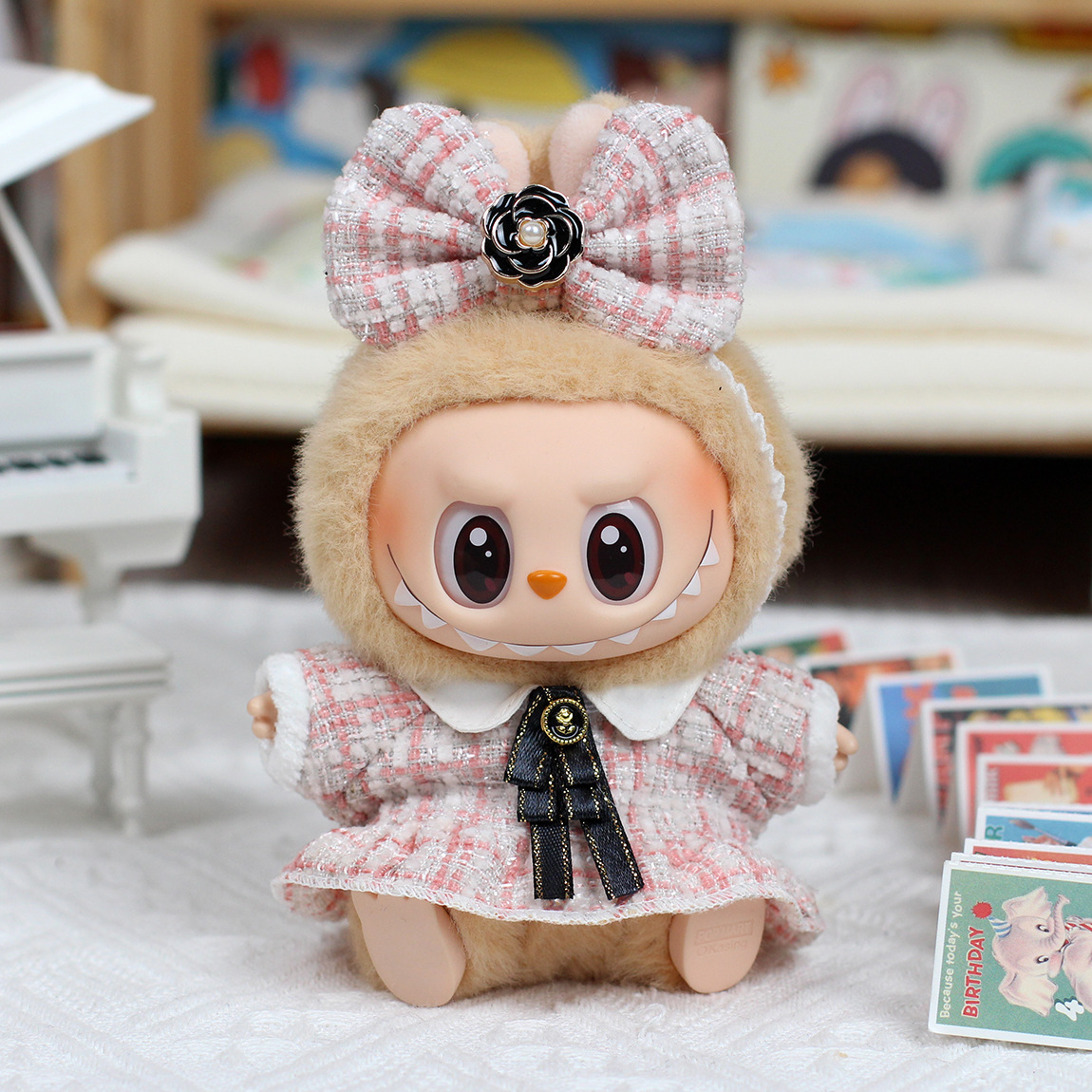 娃衣17cm一代二代公仔衣服新款小香风马卡龙坐坐派对labubu套装