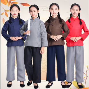 幼儿女童中小学生民国农村姑农民百姓学生阿庆嫂怀旧平民演出服装