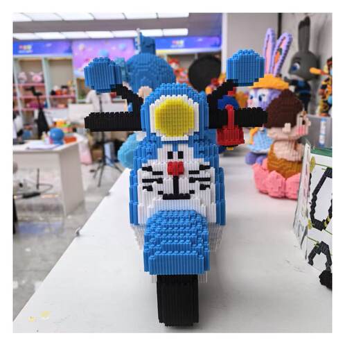 亲子拼插摩托车积木益智耐玩模型