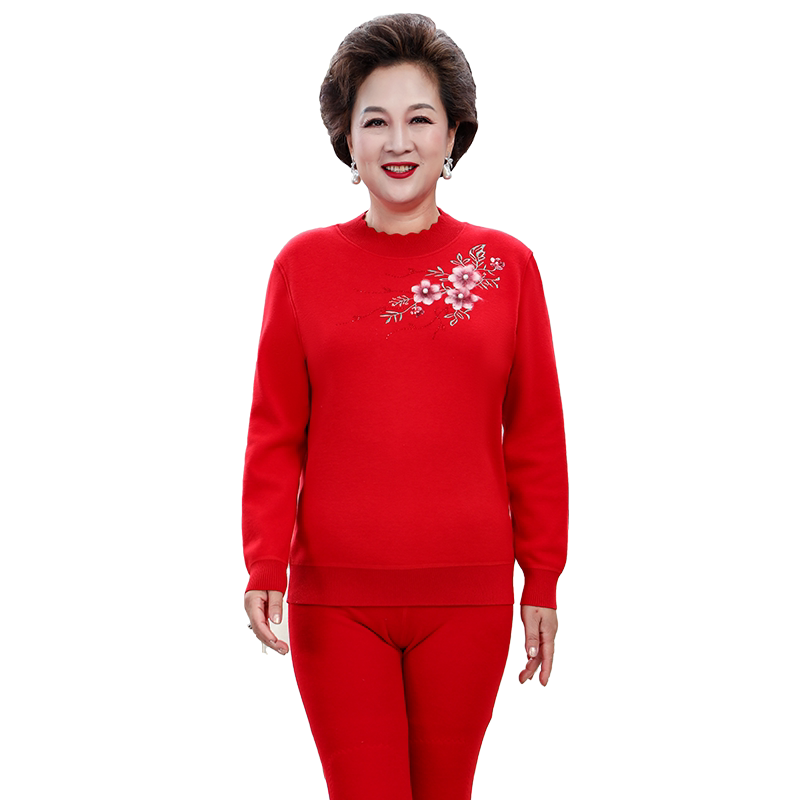 雅鹿中老年半高领保暖内衣女