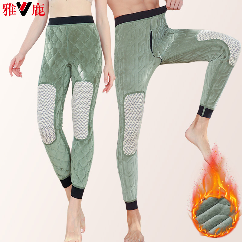 雅鹿加厚羊毛贴片情侣保暖裤