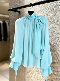 衬衫 法式 气质轻熟风飘带长袖