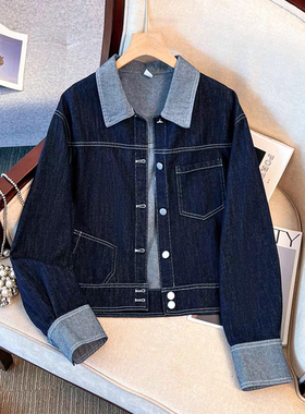 撞色翻领牛仔外套