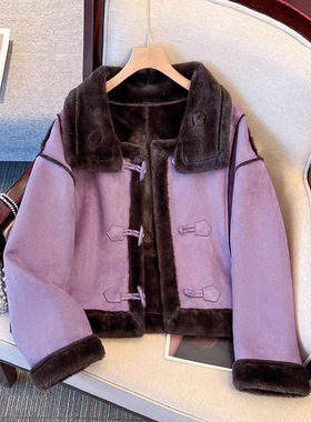 加厚羊羔绒短款上衣