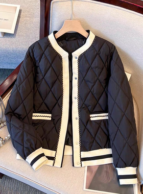 菱格纹夹棉短外套