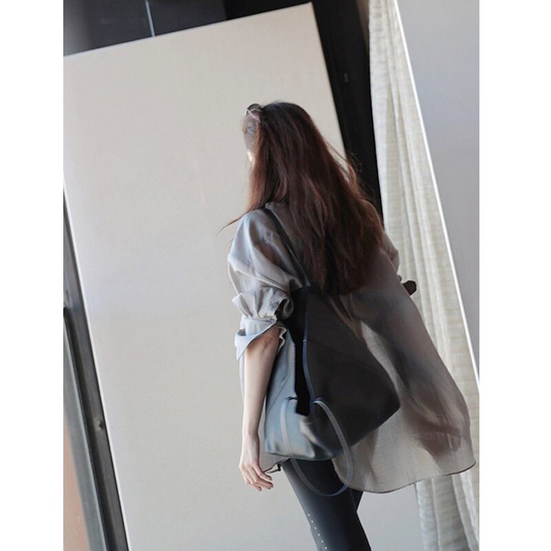 CLEARANCE PICKS UP LEAKS FIRST-LINE BRAND COUNTERS SHOPPING MALLS WITHDRAW LABEL CUTTING WOMENS CLOTHING FRENCH HIGH-END CHIFFON LOOSE SUNSCREEN SHIRTS