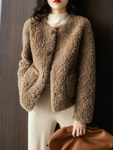 2023年新款潮牌小香风羊羔毛短款上衣小个子加厚摇粒绒外套女秋冬