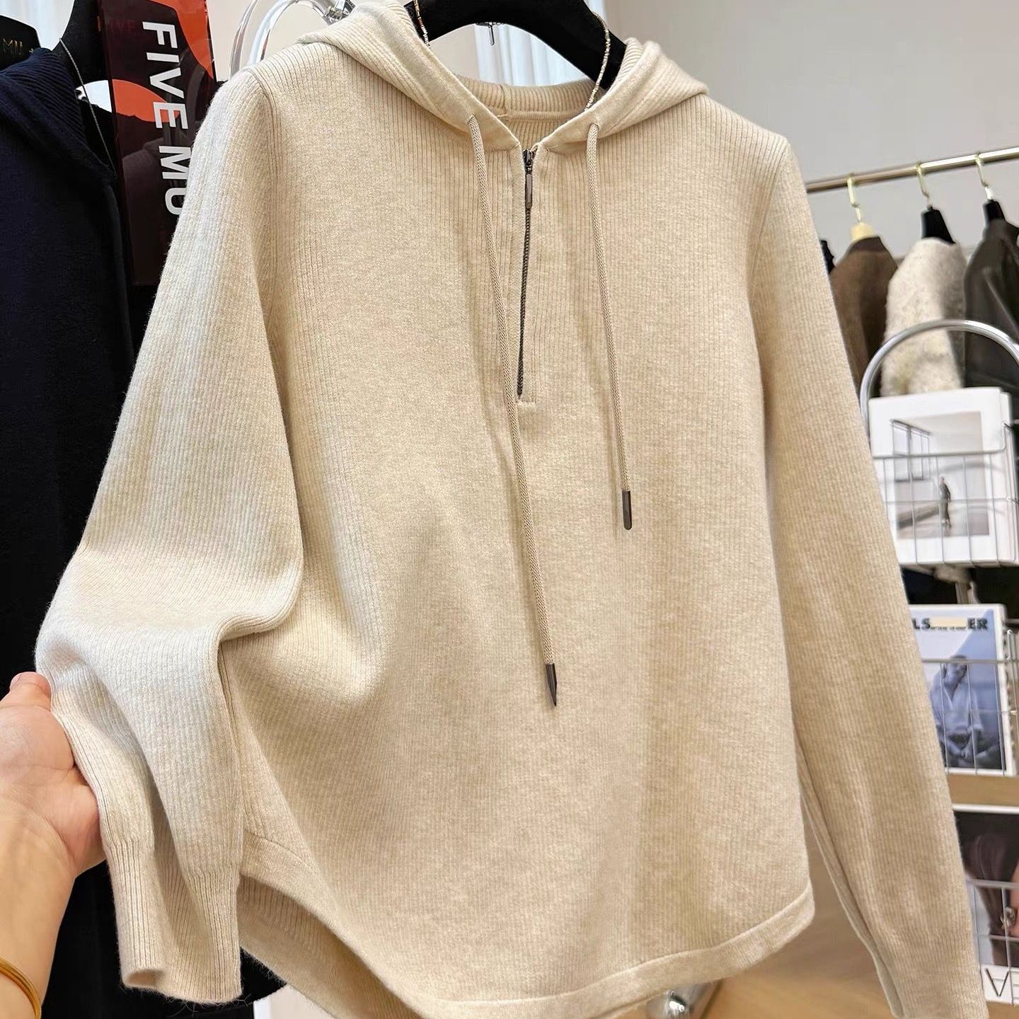 大码300斤连帽套头长袖卫衣女