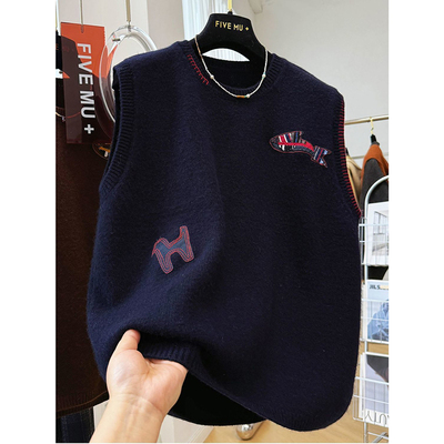 秋冬修身无袖针织马甲大码300斤