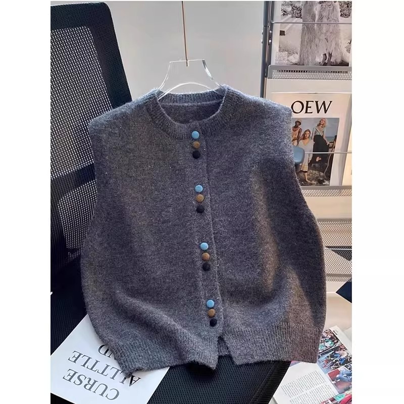 复古针织马甲背心男女开衫