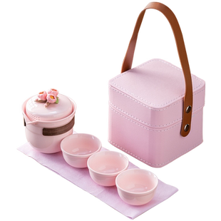 女士茶具精致茶具套装手捏花一壶一杯旅行茶具便携式企业定制logo