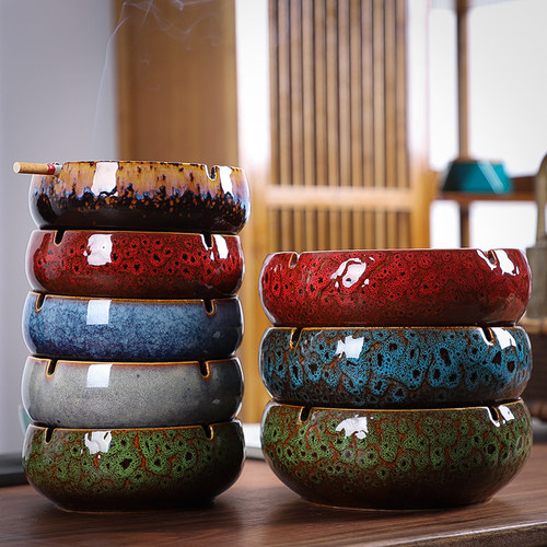 复古陶瓷烟缸中式家用客厅办公室