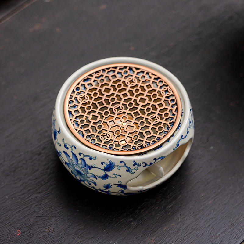 米黄汝窑陶瓷温酒器黄酒壶茶具套装白酒烫酒茶杯茶炉家用蜡烛加热