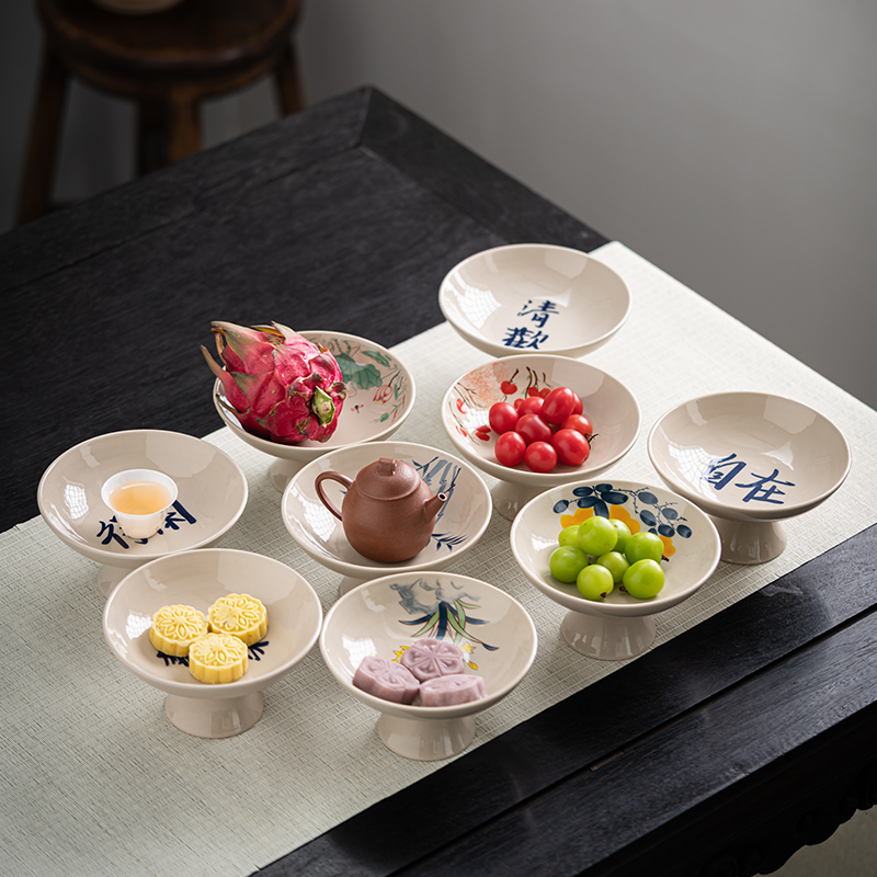 果盘拼盘零食盘客厅高脚盘围炉煮茶点心盘陶瓷酒店水果盘2025新款