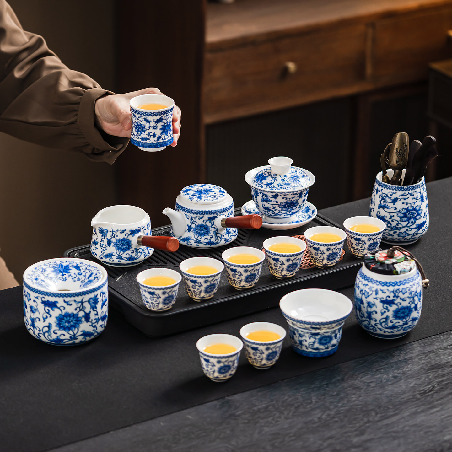 高档陶瓷功夫茶具套装羊脂玉白瓷茶具全套青花瓷器茶具茶壶套装in