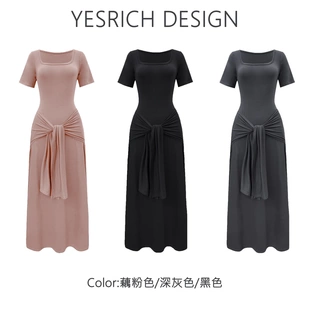 南法夏日 连衣裙女G174 三色简约气质休闲百搭遮肉显瘦长款