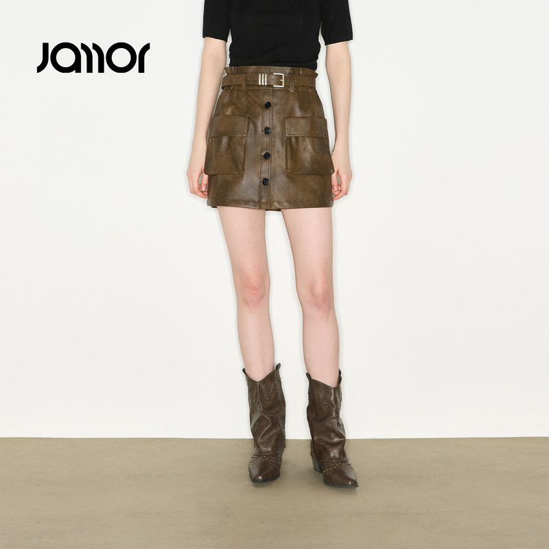 【商场同款】Jamor加墨皮质感辣妹半身裙子2025秋冬新款