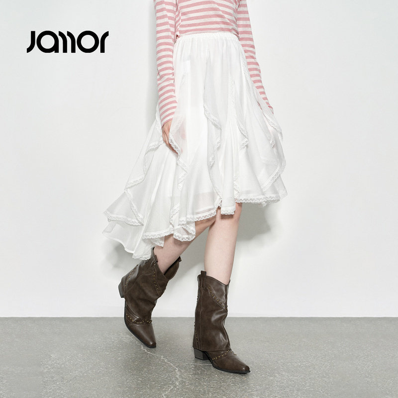 【设计师系列】Jamor加墨不规则蕾丝边灵动飘逸半身裙2026夏新款