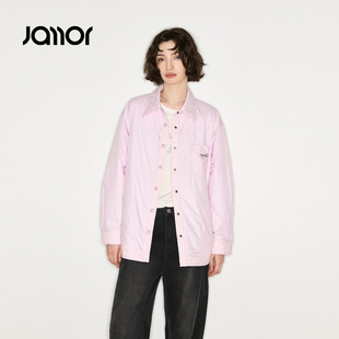 【商场同款】Jamor加墨时尚粉色衬衫棉服轻薄宽松2025冬新款
