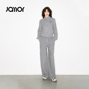 Jamor加墨时尚小立领休闲外套直筒休闲裤显瘦2025秋冬新款