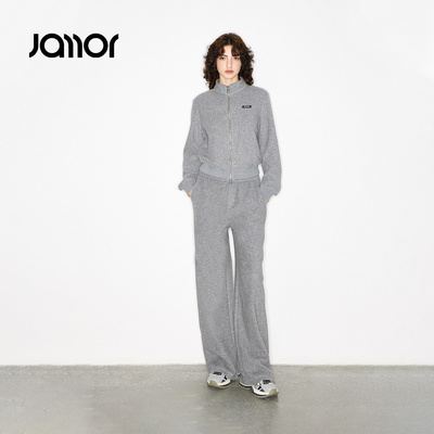 Jamor加墨时尚小立领休闲外套直筒休闲裤显瘦2025秋冬新款