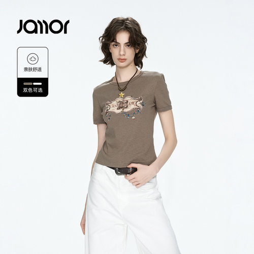 Jamor加墨时尚短袖T恤显瘦女士上衣2026秋夏季新款