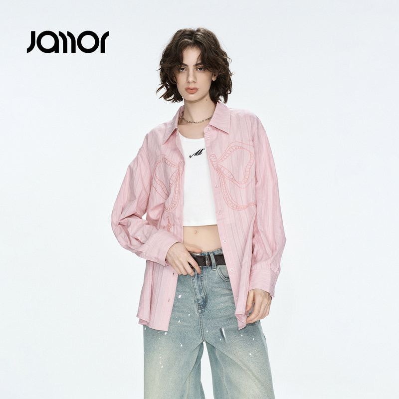 Jamor加墨宽松慵懒风少女衬衫上衣好看时尚休闲2026秋季新款