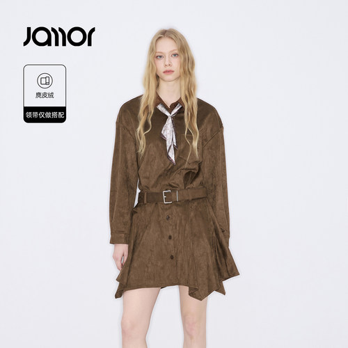【设计师系列】Jamor加墨麂皮连衣裙辣妹潮流好看裙子春季新