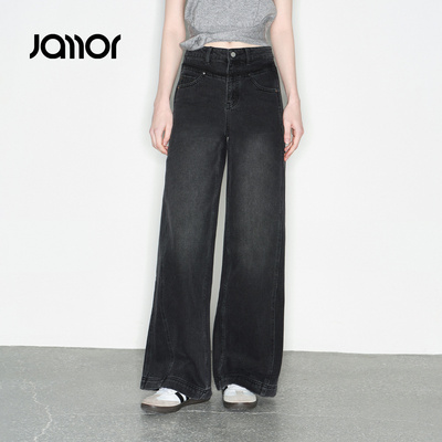 Jamor加墨显瘦直筒牛仔裤带铆钉裤子潮流2026春季新款