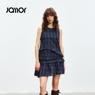 新款 Jamor高级感格纹连衣裙2025夏季 JKL569172 商场同款