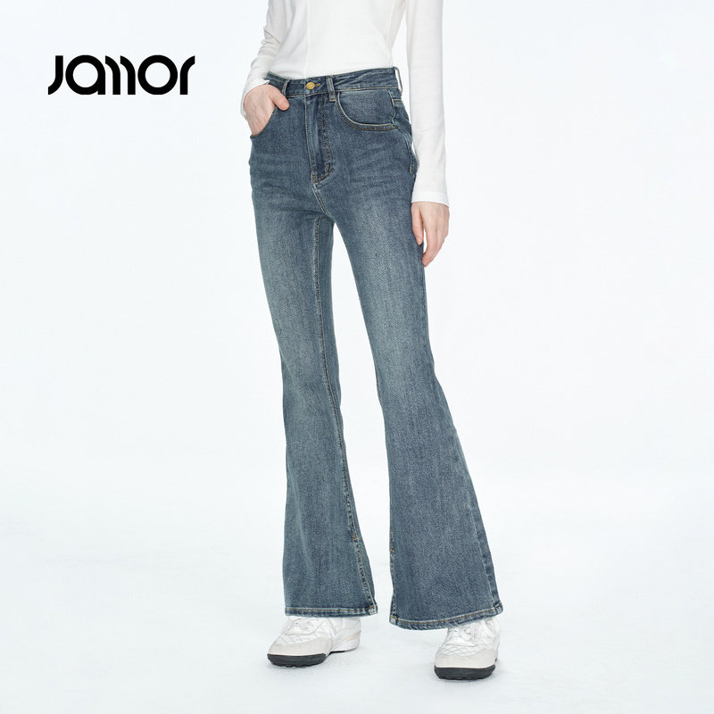 Jamor加墨时尚修身显瘦微喇牛仔裤子紧身高腰2026春秋季新款女装