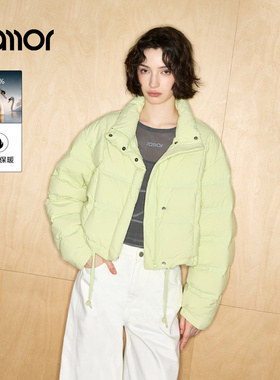 【商场同款】Jamor加墨时尚清新果绿色羽绒服2025秋冬新